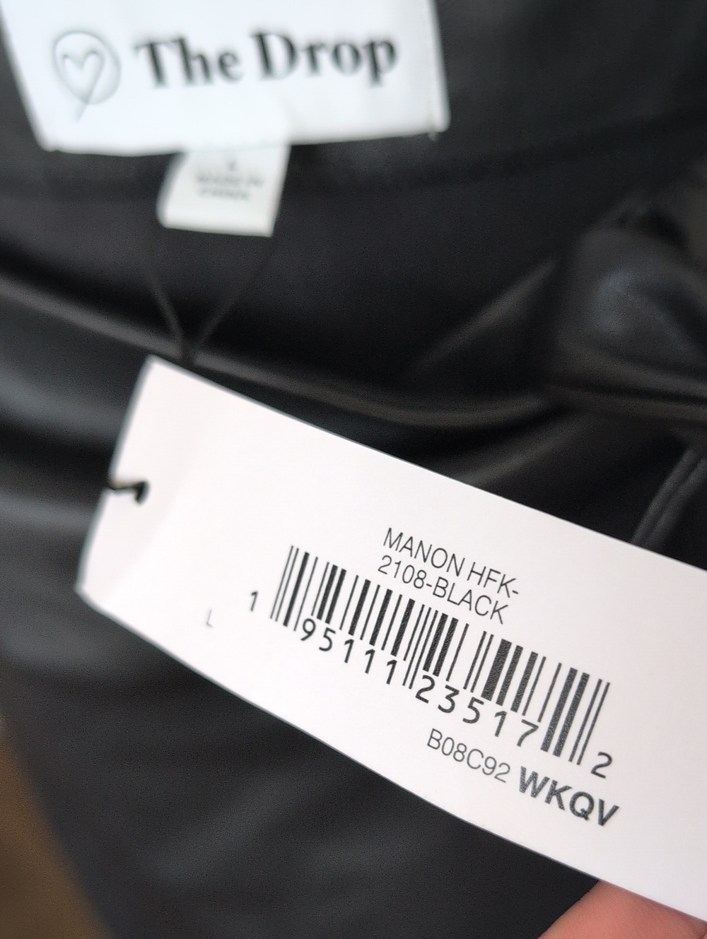NWT The Drop Black Faux Leather Tie-Waist Midi Skirt - Picture 4 of 8